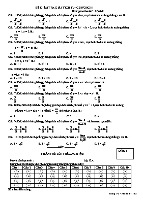 Đề kiểm tra Giải tích 12  Chương III